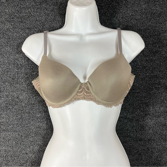 Spanx Undietectable Moss Green With Pink Lace Trim Underwire Bra Women's 34B - Picture 17 of 17